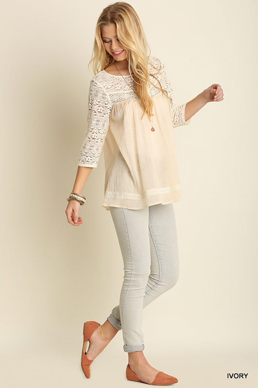 THREE-QUARTER SLEEVES TOP - Marvy Fashion Boutique