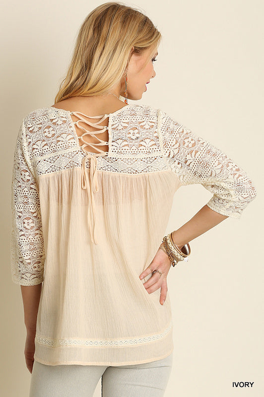 THREE-QUARTER SLEEVES TOP - Marvy Fashion Boutique