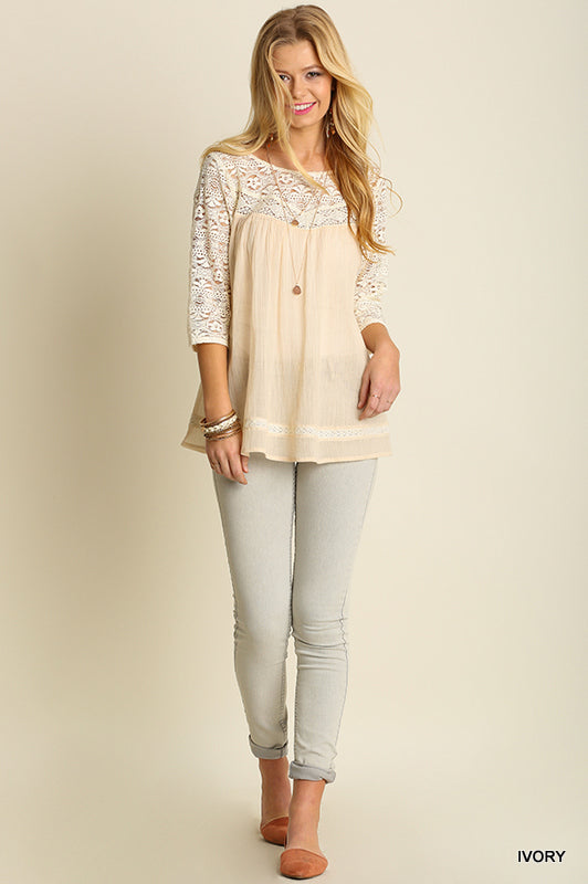 THREE-QUARTER SLEEVES TOP - Marvy Fashion Boutique