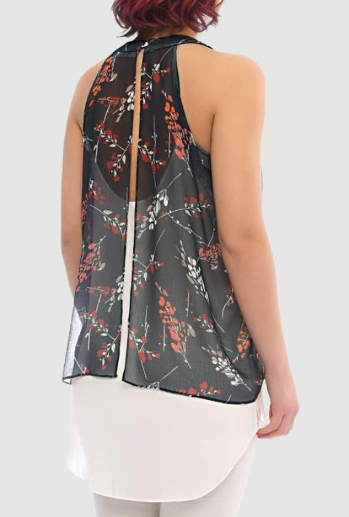 Floral-print Layered Top - Marvy Fashion Boutique