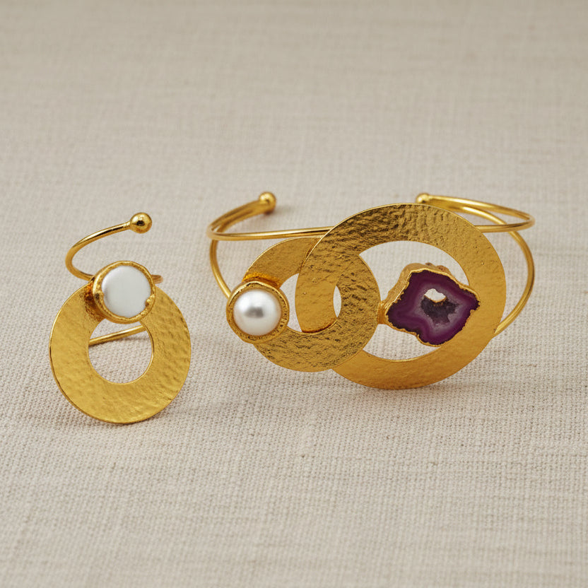 Gemstone Ring Bracelet Sets