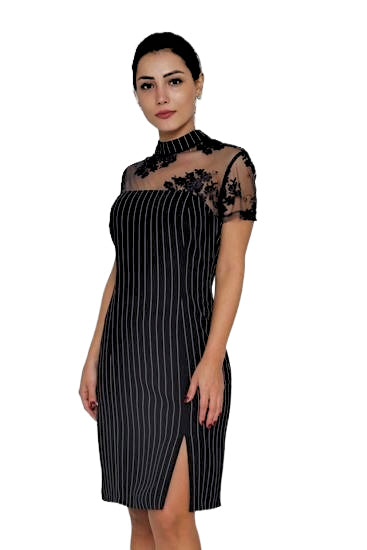 MESH INSERT STRIP DRESS - Marvy Fashion Boutique