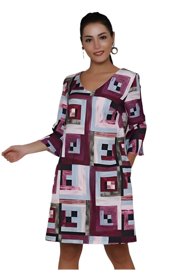 GEO PRINTED DRESS - Marvy Fashion Boutique