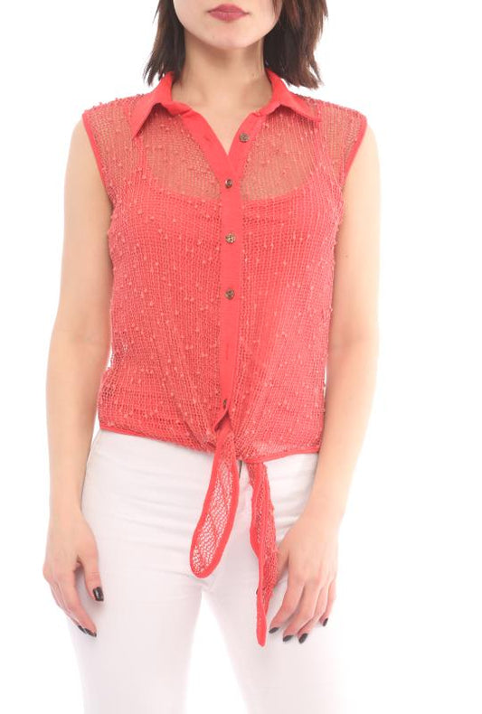 Mesh Button Down Top - Marvy Fashion Boutique