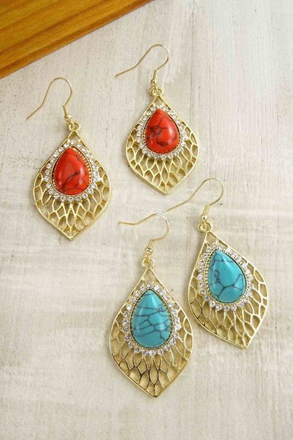 Rhinestone Teardrop Earring - Marvy Fashion Boutique