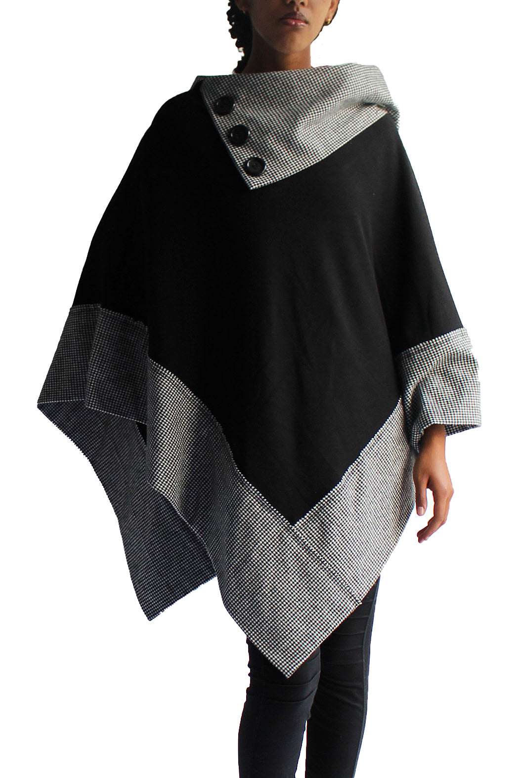 LONG TWO-TONE PONCHO - Marvy Fashion Boutique