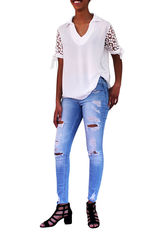 WHITE LACE TOP - Marvy Fashion Boutique