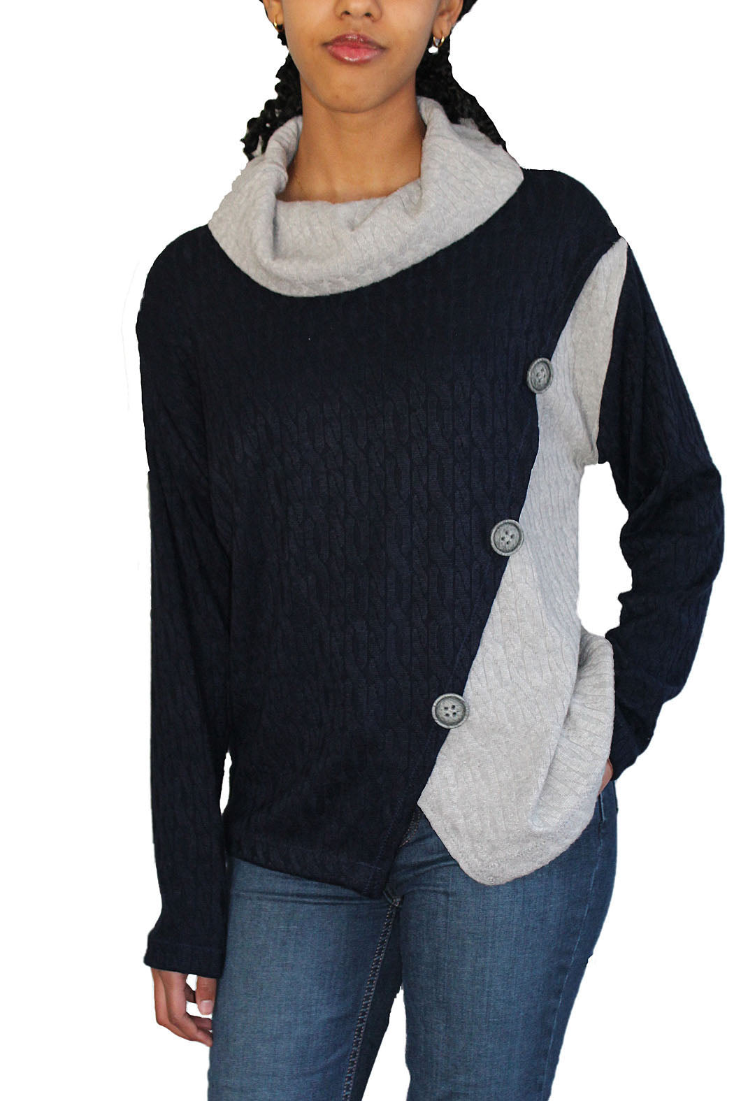 Color block Crossover Sweater - Marvy Fashion Boutique