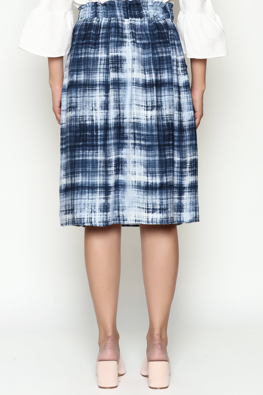 NAVY PRINTED MIDI SKIRT - Marvy Fashion Boutique